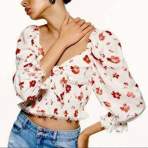 Zara Linen Blend Blouse NWOT